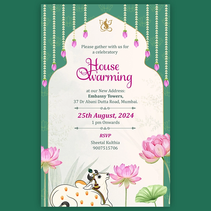 Elegant Floral Griha Pravesh Invitation